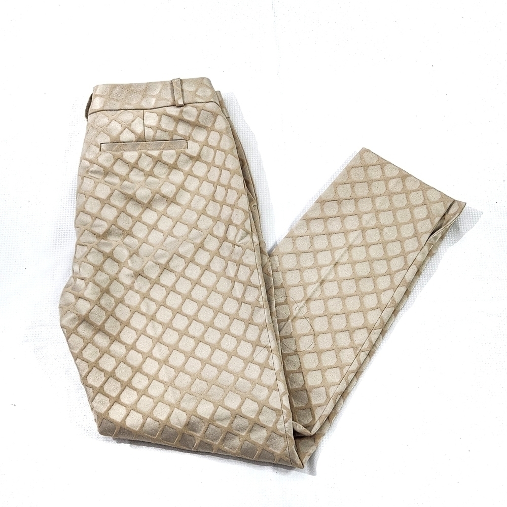Banana Republic Camden Geometric Print Jaquard Ankle Beige Pants - Picture 4 of 10